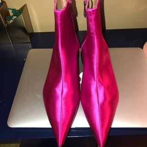 Zara Satin Pointy Toe Booties Sz 6